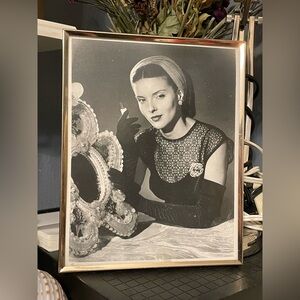 Elegant Black & Silver Framed Vintage Portrait Print - Glamorous Woman 8x10